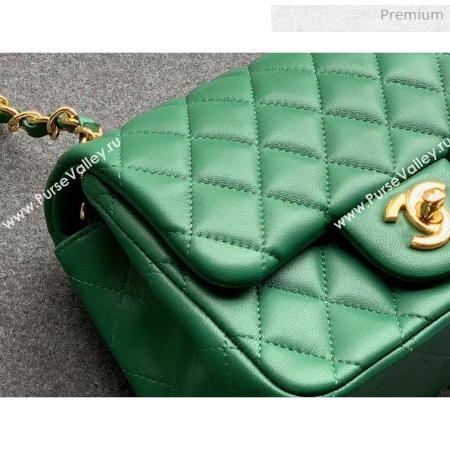 Chanel Quilted Lambskin Classic Mini Flap Bag Green With Gold Hardware(Top Quality) (MH-20031628)