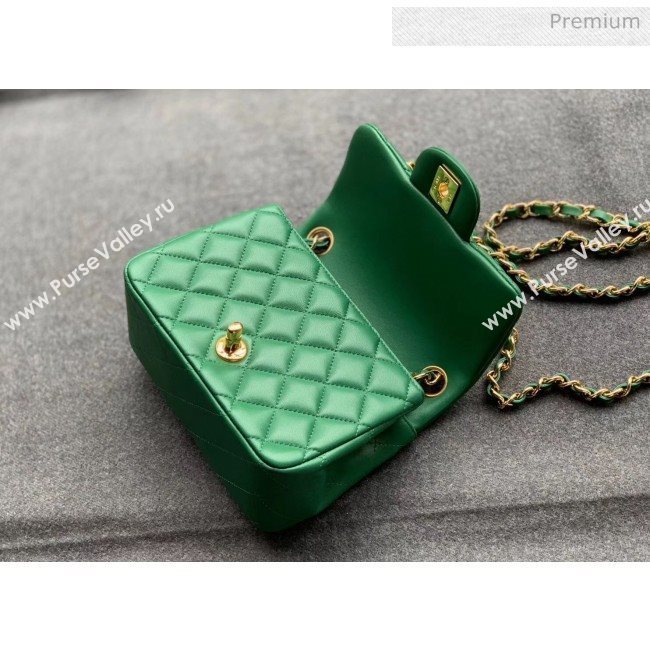 Chanel Quilted Lambskin Classic Mini Flap Bag Green With Gold Hardware(Top Quality) (MH-20031628)