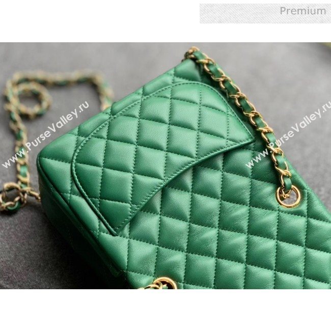 Chanel Quilted Lambskin Classic Mini Flap Bag Green With Gold Hardware(Top Quality) (MH-20031628)