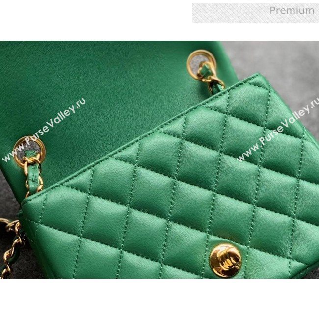 Chanel Quilted Lambskin Classic Mini Flap Bag Green With Gold Hardware(Top Quality) (MH-20031628)