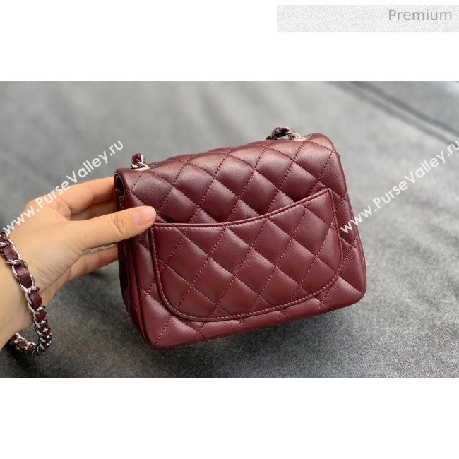 Chanel Quilted Lambskin Classic Mini Flap Bag Burgundy With Silver Hardware(Top Quality) (MH-20031629)