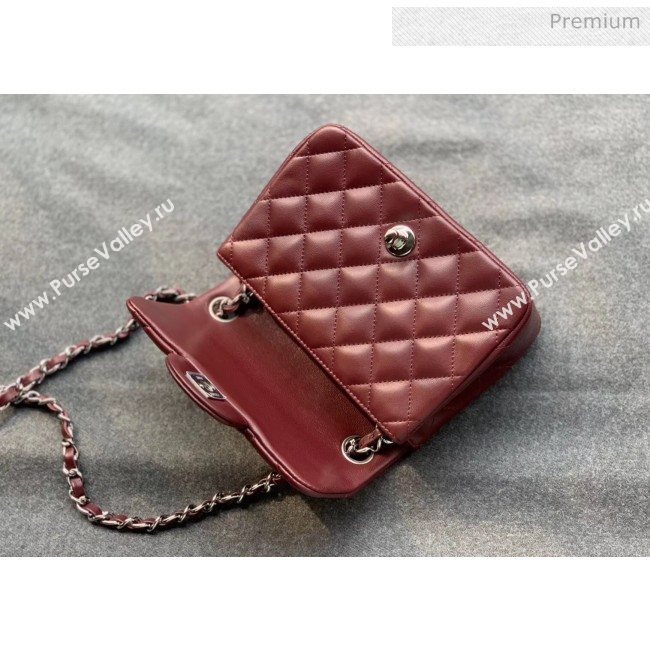 Chanel Quilted Lambskin Classic Mini Flap Bag Burgundy With Silver Hardware(Top Quality) (MH-20031629)