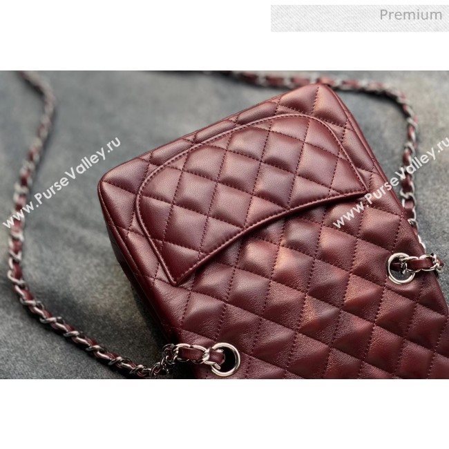 Chanel Quilted Lambskin Classic Mini Flap Bag Burgundy With Silver Hardware(Top Quality) (MH-20031629)