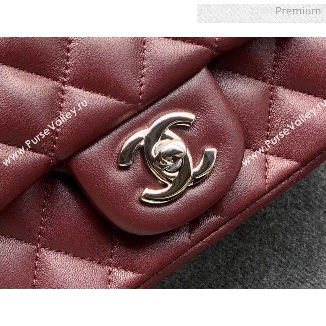 Chanel Quilted Lambskin Classic Mini Flap Bag Burgundy With Silver Hardware(Top Quality) (MH-20031629)
