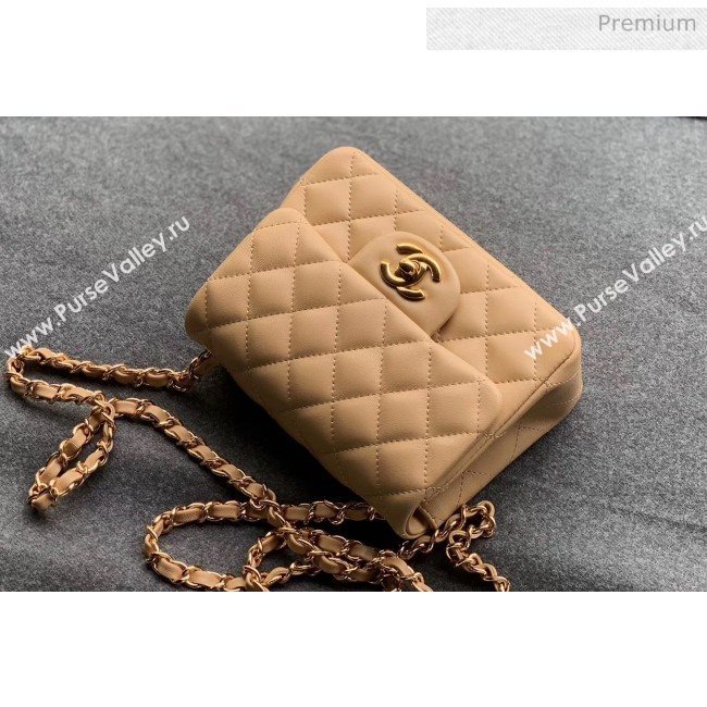 Chanel Quilted Lambskin Classic Mini Flap Bag Apricot With Gold Hardware(Top Quality) (MH-20031630)