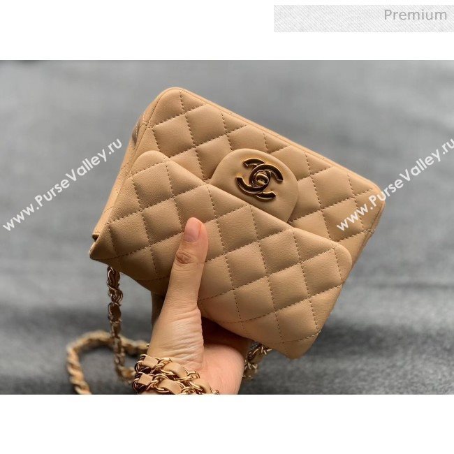 Chanel Quilted Lambskin Classic Mini Flap Bag Apricot With Gold Hardware(Top Quality) (MH-20031630)