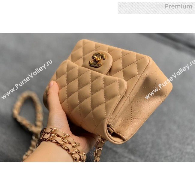 Chanel Quilted Lambskin Classic Mini Flap Bag Apricot With Gold Hardware(Top Quality) (MH-20031630)