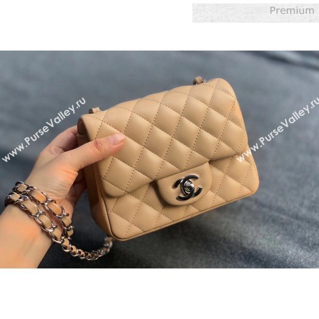 Chanel Quilted Lambskin Classic Mini Flap Bag Apricot With Silver Hardware(Top Quality) (MH-20031631)
