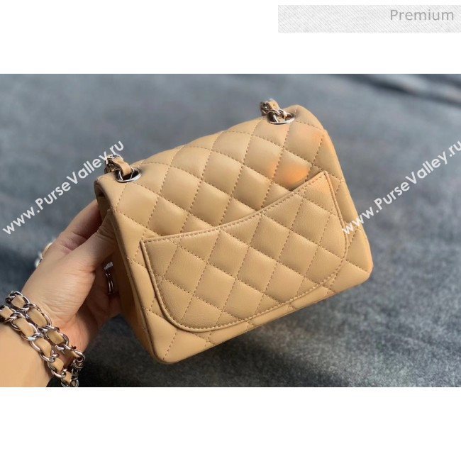 Chanel Quilted Lambskin Classic Mini Flap Bag Apricot With Silver Hardware(Top Quality) (MH-20031631)