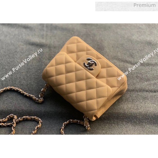 Chanel Quilted Lambskin Classic Mini Flap Bag Apricot With Silver Hardware(Top Quality) (MH-20031631)