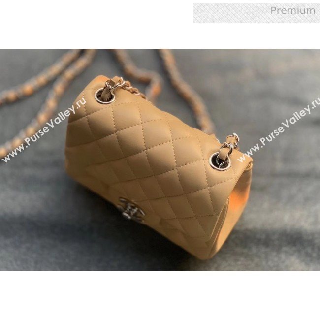 Chanel Quilted Lambskin Classic Mini Flap Bag Apricot With Silver Hardware(Top Quality) (MH-20031631)