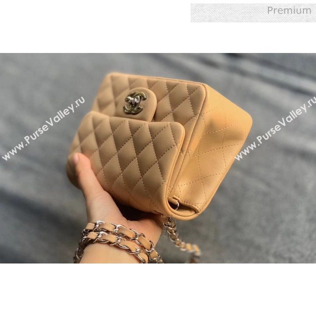 Chanel Quilted Lambskin Classic Mini Flap Bag Apricot With Silver Hardware(Top Quality) (MH-20031631)