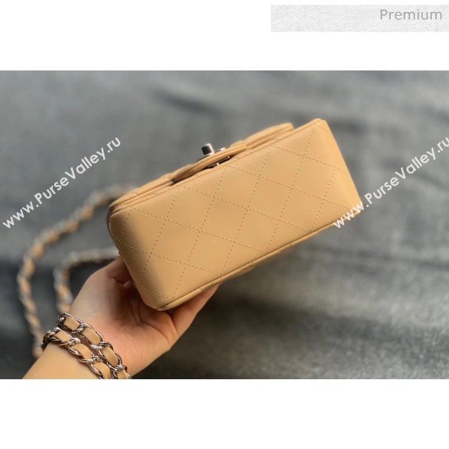 Chanel Quilted Lambskin Classic Mini Flap Bag Apricot With Silver Hardware(Top Quality) (MH-20031631)