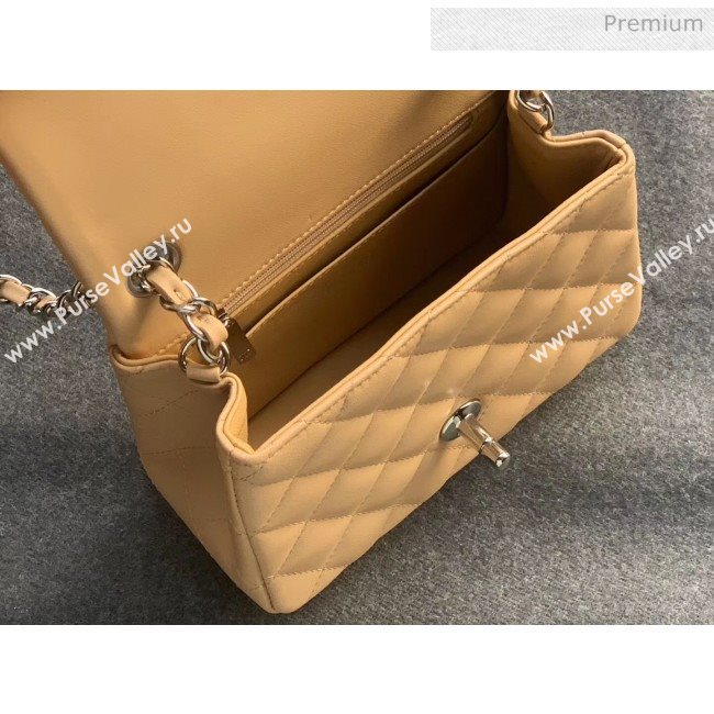 Chanel Quilted Lambskin Classic Mini Flap Bag Apricot With Silver Hardware(Top Quality) (MH-20031631)
