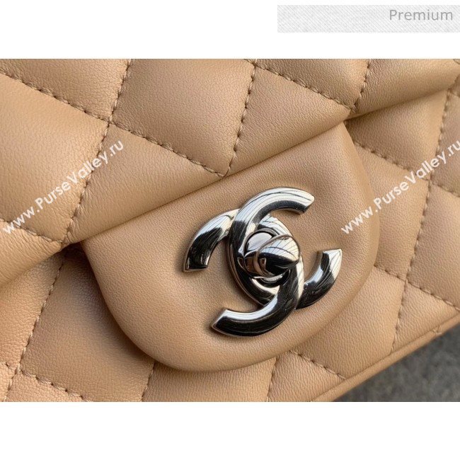 Chanel Quilted Lambskin Classic Mini Flap Bag Apricot With Silver Hardware(Top Quality) (MH-20031631)