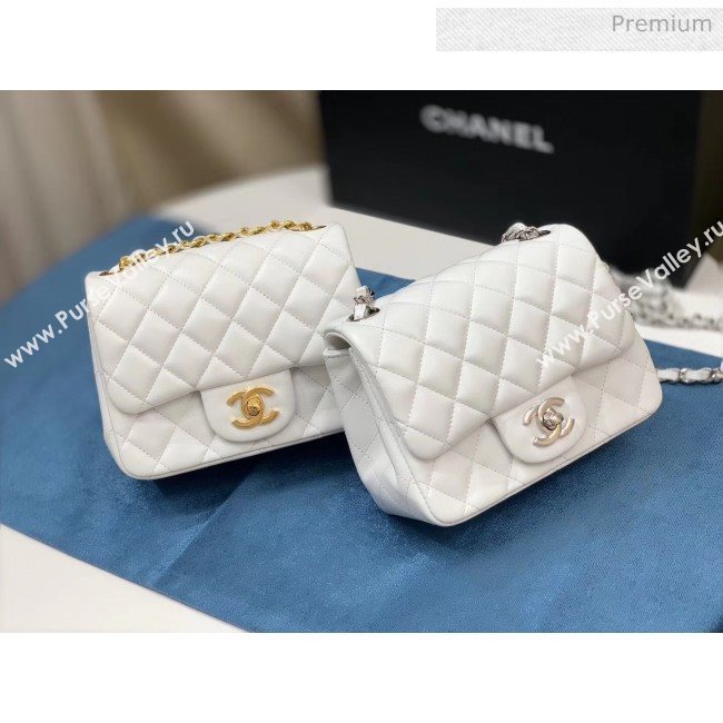 Chanel Quilted Lambskin Classic Mini Flap Bag White With Silver Hardware(Top Quality) (MH-20031632)