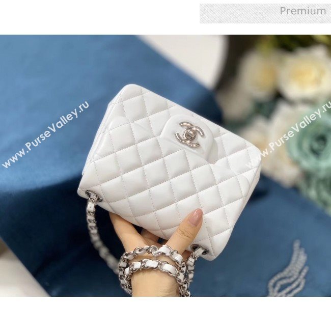 Chanel Quilted Lambskin Classic Mini Flap Bag White With Silver Hardware(Top Quality) (MH-20031632)