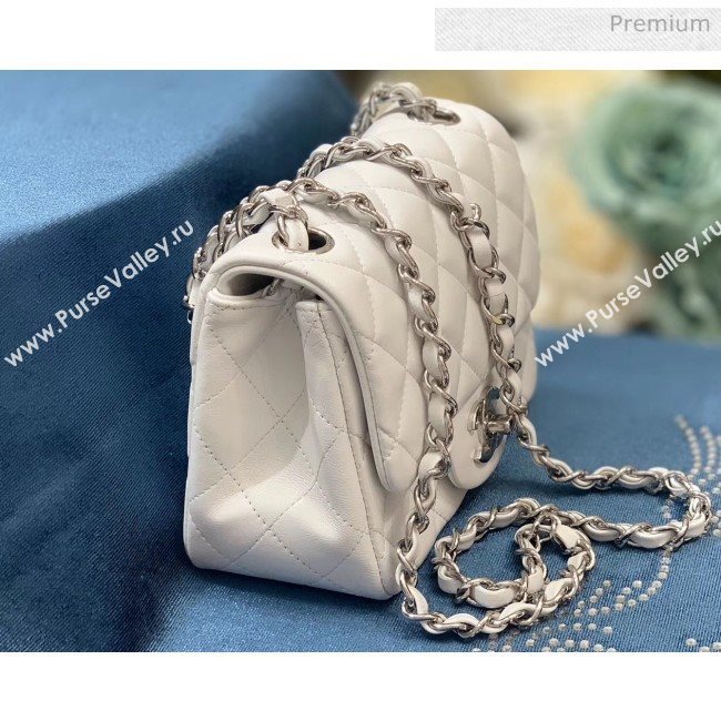 Chanel Quilted Lambskin Classic Mini Flap Bag White With Silver Hardware(Top Quality) (MH-20031632)