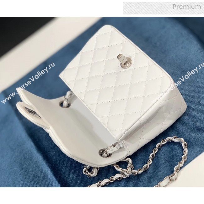 Chanel Quilted Lambskin Classic Mini Flap Bag White With Silver Hardware(Top Quality) (MH-20031632)