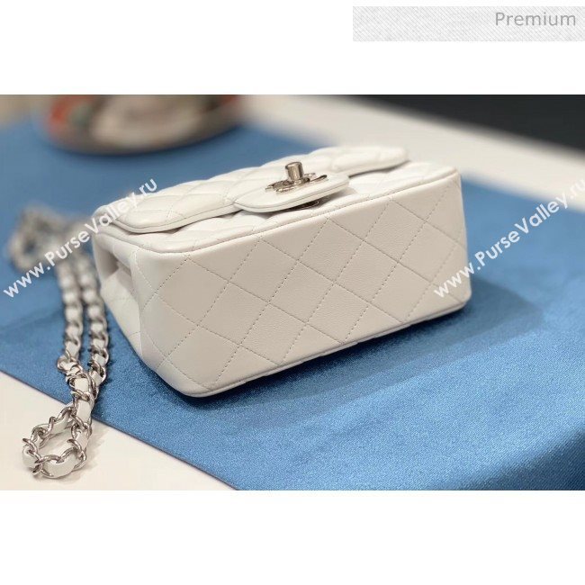 Chanel Quilted Lambskin Classic Mini Flap Bag White With Silver Hardware(Top Quality) (MH-20031632)