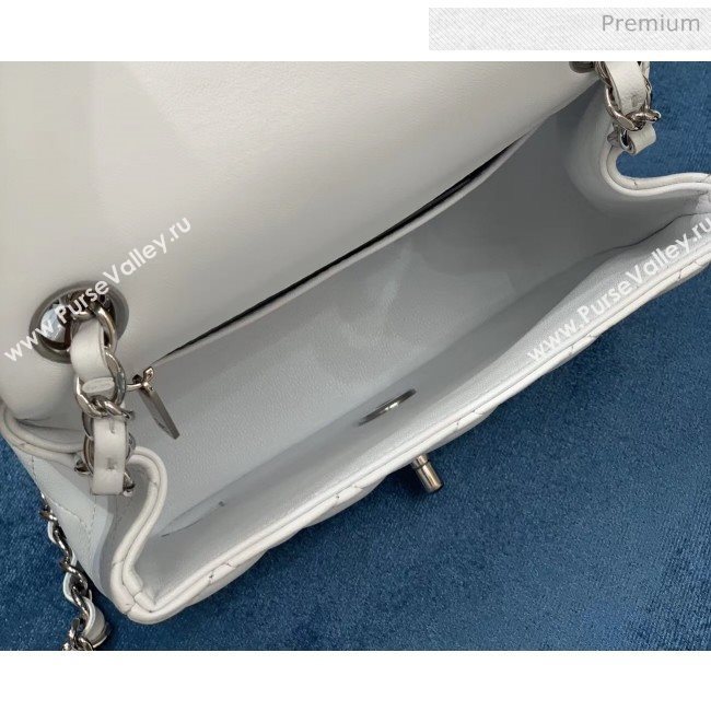 Chanel Quilted Lambskin Classic Mini Flap Bag White With Silver Hardware(Top Quality) (MH-20031632)