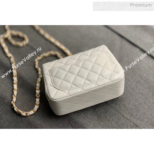 Chanel Quilted Lambskin Classic Mini Flap Bag White With Gold Hardware(Top Quality) (MH-20031633)