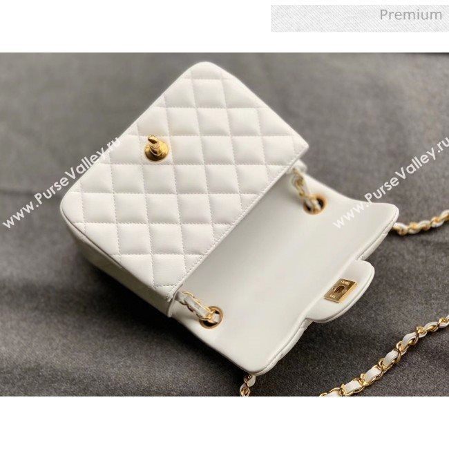 Chanel Quilted Lambskin Classic Mini Flap Bag White With Gold Hardware(Top Quality) (MH-20031633)