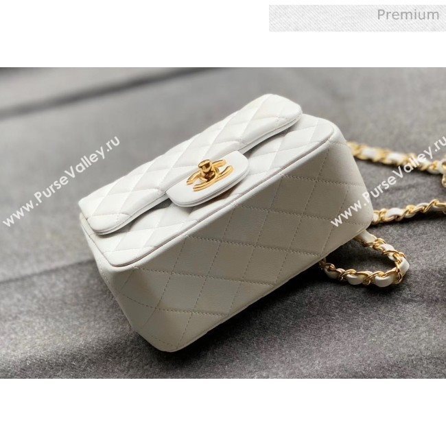 Chanel Quilted Lambskin Classic Mini Flap Bag White With Gold Hardware(Top Quality) (MH-20031633)