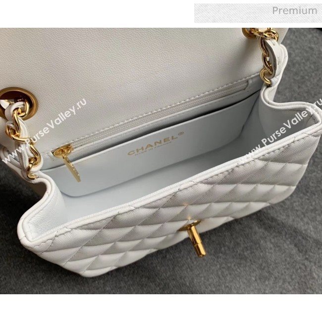 Chanel Quilted Lambskin Classic Mini Flap Bag White With Gold Hardware(Top Quality) (MH-20031633)