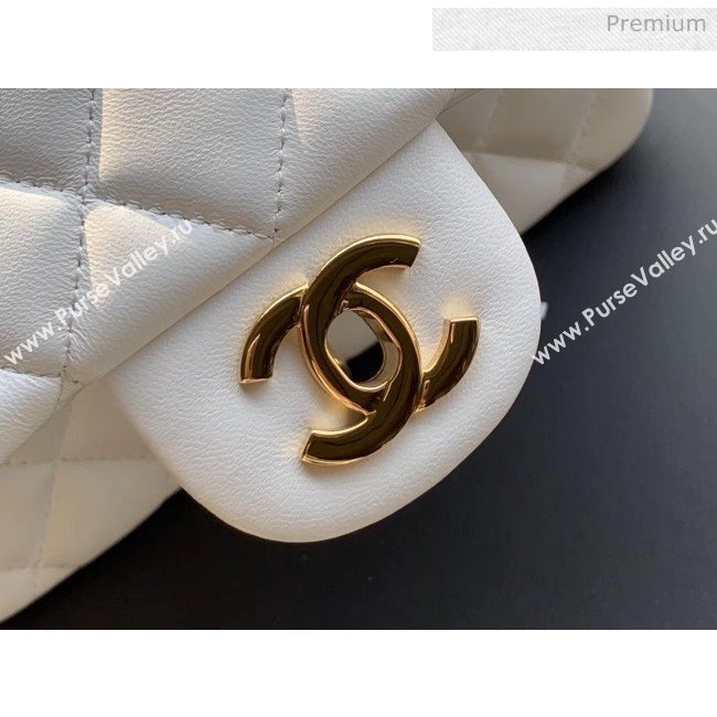 Chanel Quilted Lambskin Classic Mini Flap Bag White With Gold Hardware(Top Quality) (MH-20031633)