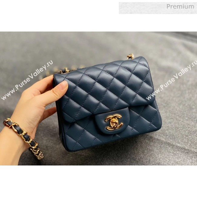 Chanel Quilted Lambskin Classic Mini Flap Bag Navy Blue With Gold Hardware(Top Quality) (MH-20031634)