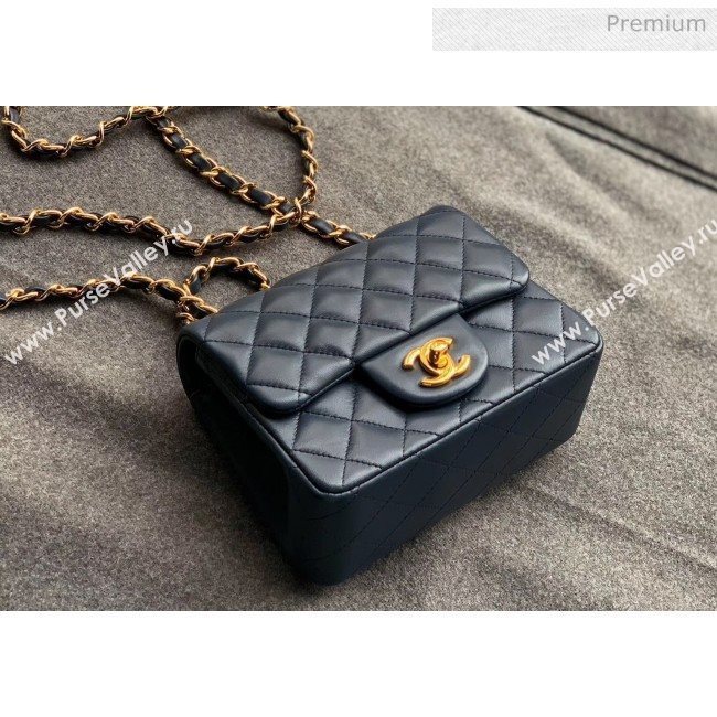 Chanel Quilted Lambskin Classic Mini Flap Bag Navy Blue With Gold Hardware(Top Quality) (MH-20031634)