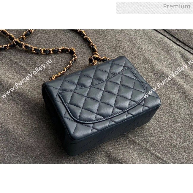 Chanel Quilted Lambskin Classic Mini Flap Bag Navy Blue With Gold Hardware(Top Quality) (MH-20031634)