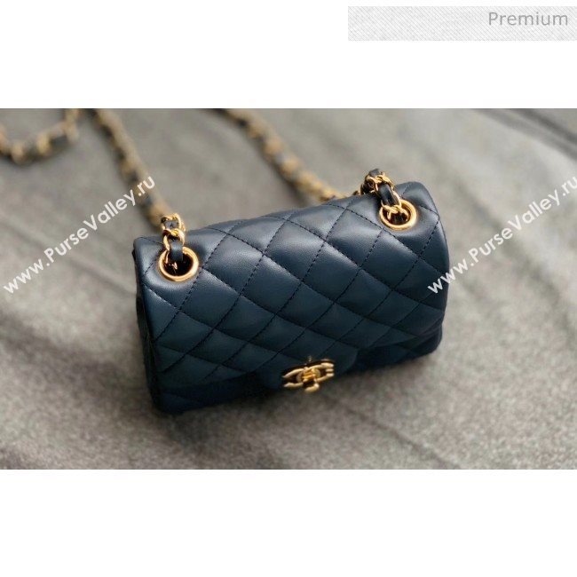 Chanel Quilted Lambskin Classic Mini Flap Bag Navy Blue With Gold Hardware(Top Quality) (MH-20031634)