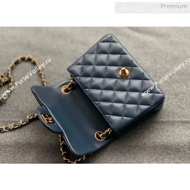 Chanel Quilted Lambskin Classic Mini Flap Bag Navy Blue With Gold Hardware(Top Quality) (MH-20031634)