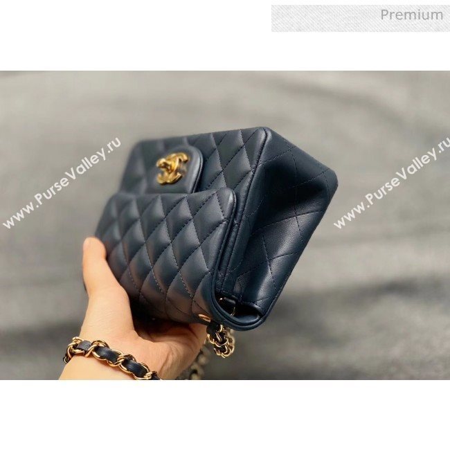 Chanel Quilted Lambskin Classic Mini Flap Bag Navy Blue With Gold Hardware(Top Quality) (MH-20031634)