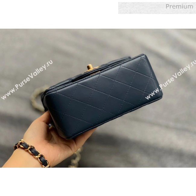 Chanel Quilted Lambskin Classic Mini Flap Bag Navy Blue With Gold Hardware(Top Quality) (MH-20031634)