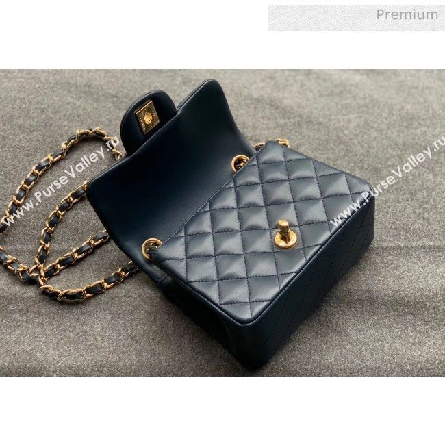 Chanel Quilted Lambskin Classic Mini Flap Bag Navy Blue With Gold Hardware(Top Quality) (MH-20031634)