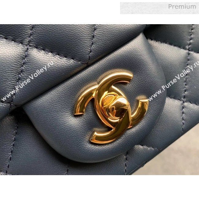 Chanel Quilted Lambskin Classic Mini Flap Bag Navy Blue With Gold Hardware(Top Quality) (MH-20031634)