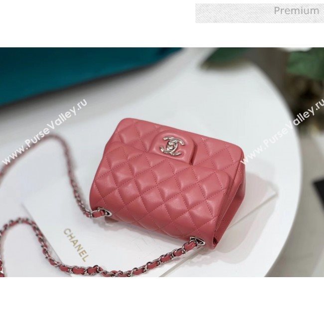 Chanel Quilted Lambskin Classic Mini Flap Bag Rouge With Silver Hardware(Top Quality) (MH-20031635)