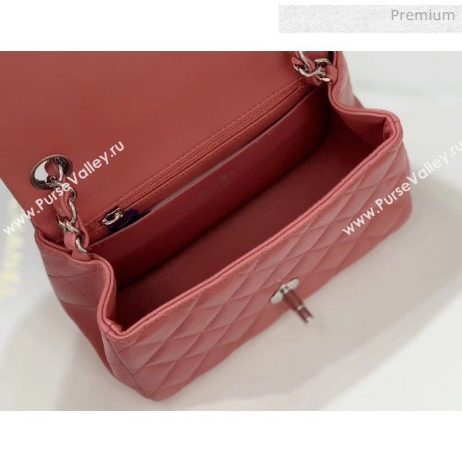 Chanel Quilted Lambskin Classic Mini Flap Bag Rouge With Silver Hardware(Top Quality) (MH-20031635)
