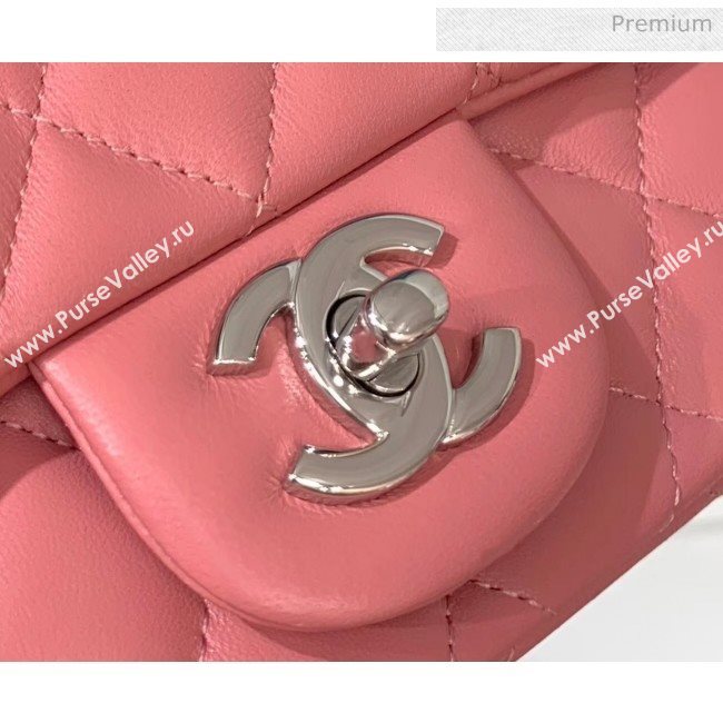 Chanel Quilted Lambskin Classic Mini Flap Bag Rouge With Silver Hardware(Top Quality) (MH-20031635)