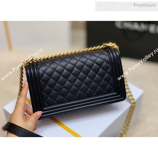 Chanel Quilted Origial Haas Big Caviar Leather Medium Boy Flap Bag Black with Gold Hardware(Top Quality) (MH-0031717)