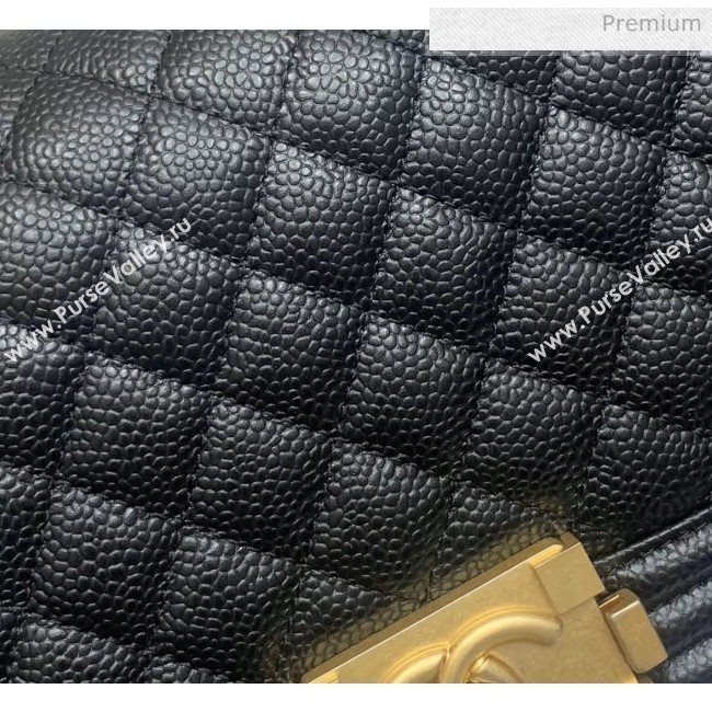 Chanel Quilted Origial Haas Big Caviar Leather Medium Boy Flap Bag Black with Gold Hardware(Top Quality) (MH-0031717)