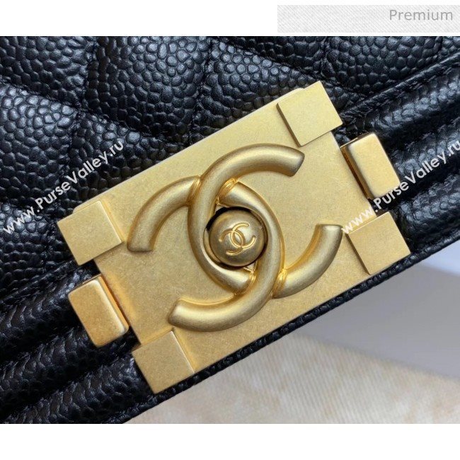 Chanel Quilted Origial Haas Big Caviar Leather Medium Boy Flap Bag Black with Gold Hardware(Top Quality) (MH-0031717)