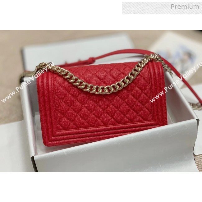 Chanel Quilted Origial Haas Big Caviar Leather Medium Boy Flap Bag Red with Light Gold Hardware(Top Quality) (MH-0031718)