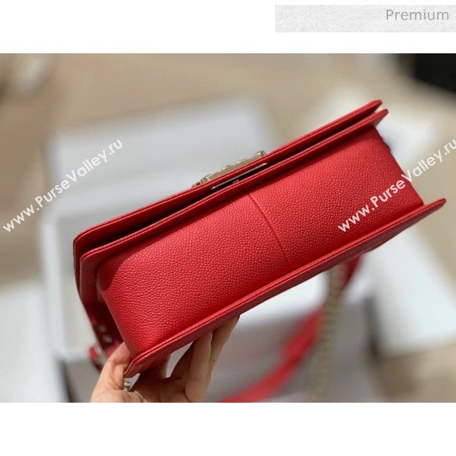 Chanel Quilted Origial Haas Big Caviar Leather Medium Boy Flap Bag Red with Light Gold Hardware(Top Quality) (MH-0031718)