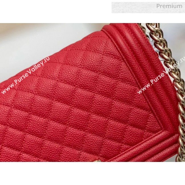 Chanel Quilted Origial Haas Big Caviar Leather Medium Boy Flap Bag Red with Light Gold Hardware(Top Quality) (MH-0031718)