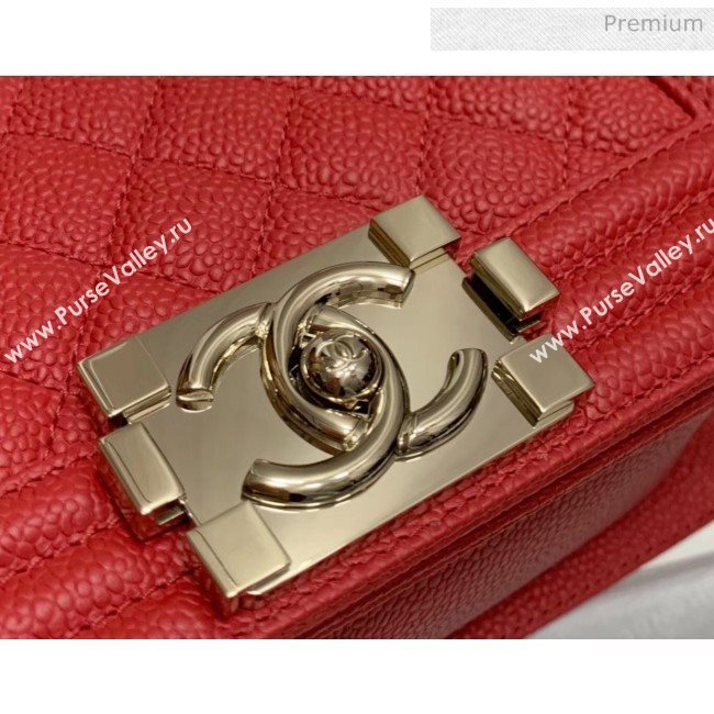 Chanel Quilted Origial Haas Big Caviar Leather Medium Boy Flap Bag Red with Light Gold Hardware(Top Quality) (MH-0031718)