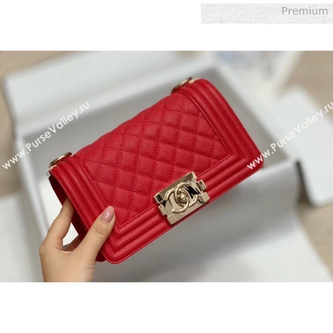 Chanel Quilted Origial Haas Big Caviar Leather Small Boy Flap Bag Red with Light Gold Hardware(Top Quality) (MH-0031719)